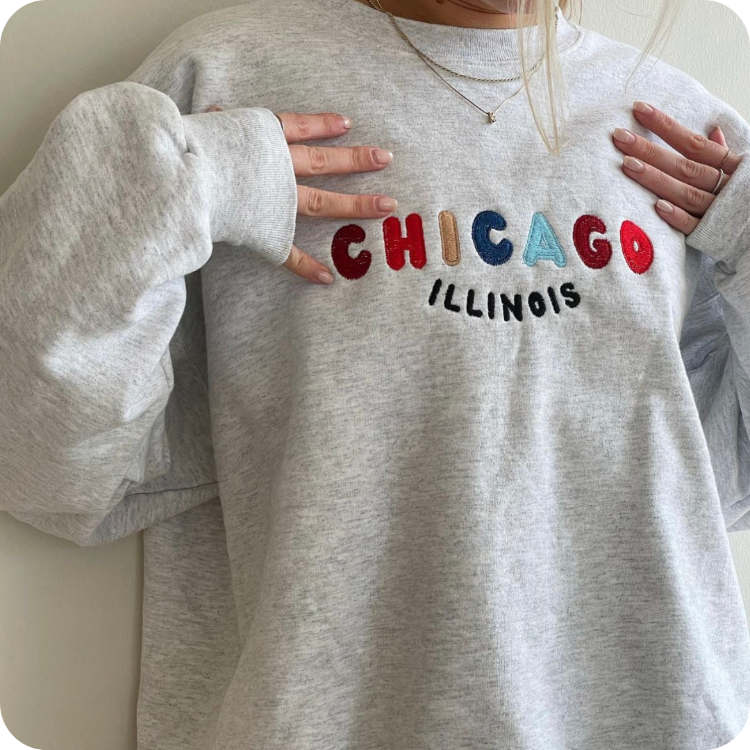 CHICAGO ILLINOIS (Embroidered) Sweatshirt