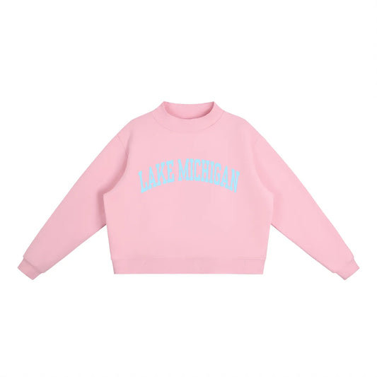 Lake Michigan Pink & Blue Mockneck Sweatshirt