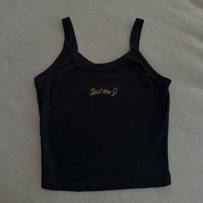 Split the G - Embroidered Tank Top (Multiple Colors)