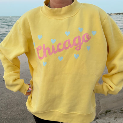 Chicago Hearts Mockneck Sweatshirt (Multiple Colors)