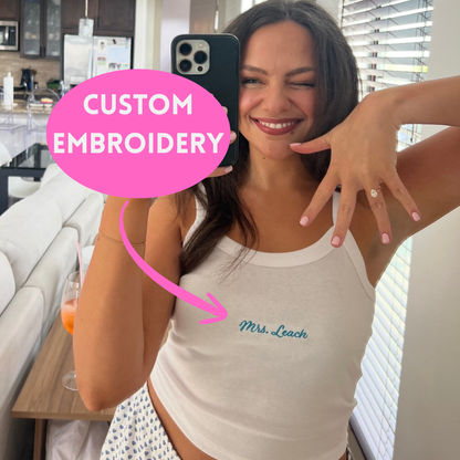 CUSTOM Bridal Tank Top - Last Name Embroidered Tank Top