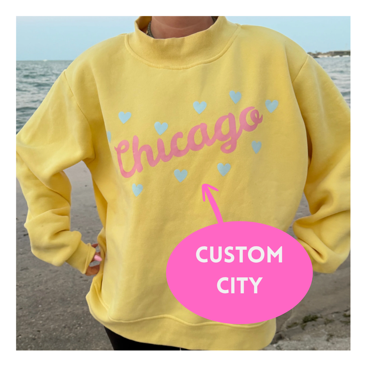 CUSTOM CITY Hearts Mockneck Sweatshirt (Multiple Colors)