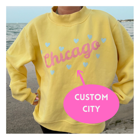CUSTOM CITY Hearts Mockneck Sweatshirt (Multiple Colors)